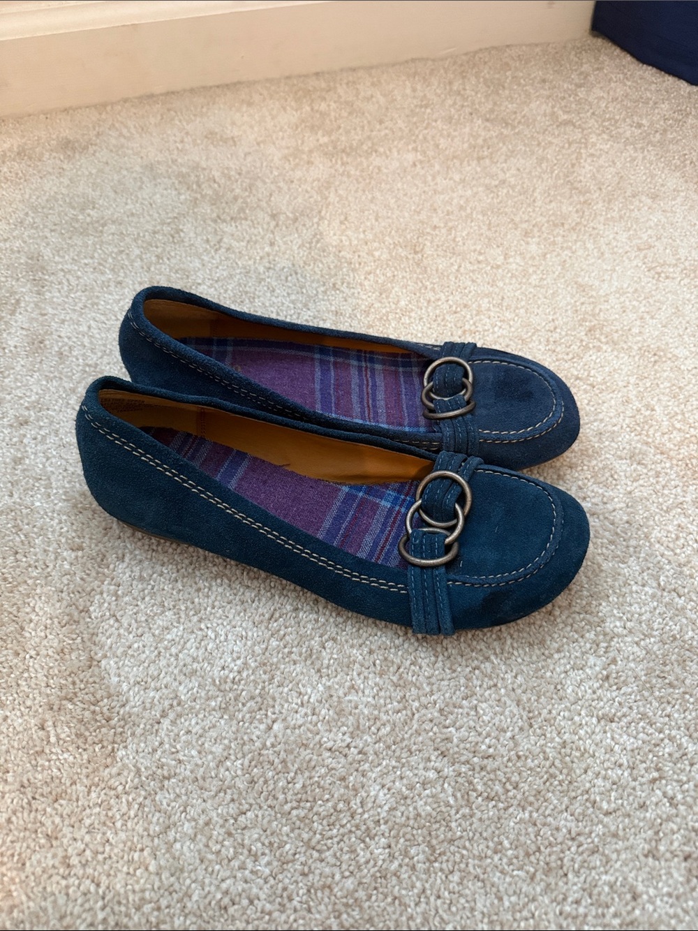 Mossimo Supply Co. Teal Suede Slip-On Loafers with Double Ring Accent